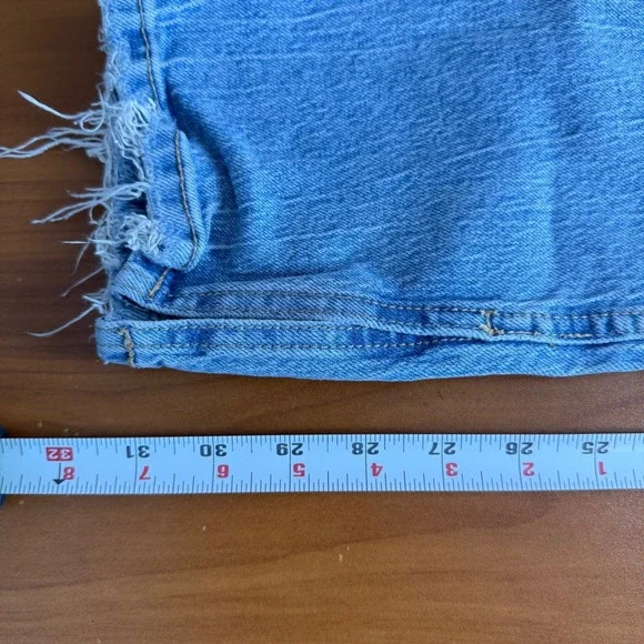 SALE ZARA High Waisted Light Wash Distressed Raw Hem Straight Leg Jeans W Size 2 - Picture 6 of 10